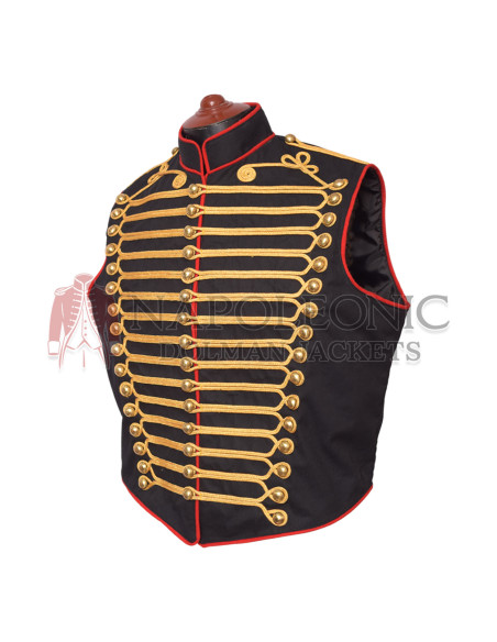 Men's Steampunk Black Hussar Waistcoat