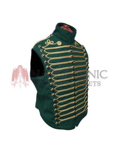Dull Green Steampunk Hussar Military Waistcoat
