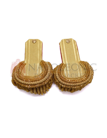Gold Bullion Shoulder Epaulettes Pair Brass Fringes