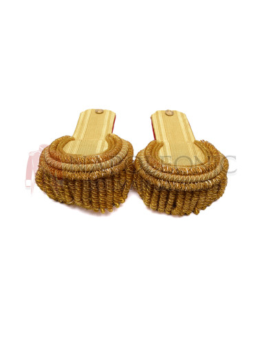 Gold Bullion Shoulder Epaulettes Pair Brass Fringes