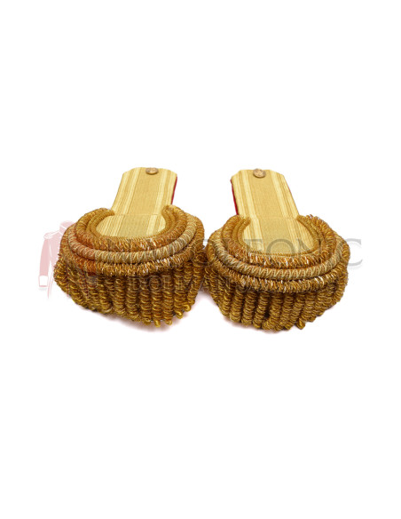 Gold Bullion Shoulder Epaulettes Pair Brass Fringes