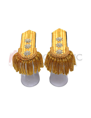 3 Star Gold Wire Braid Bullion Shoulder Epaulettes