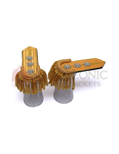 3 Star Gold Wire Braid Bullion Shoulder Epaulettes