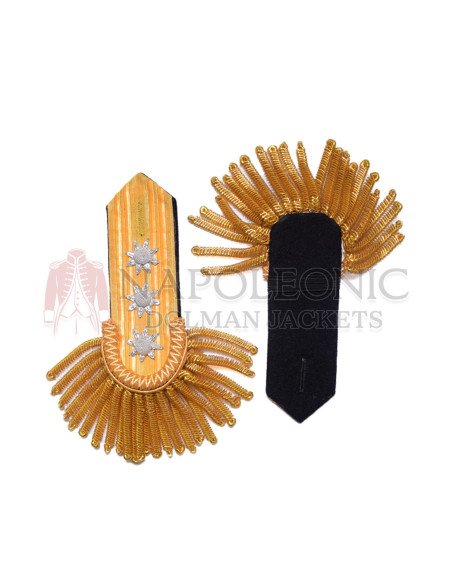 3 Star Gold Wire Braid Bullion Shoulder Epaulettes