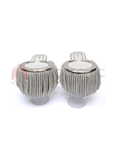 Shoulder Epaulettes Silver Moon with Silver Spiral Fringe