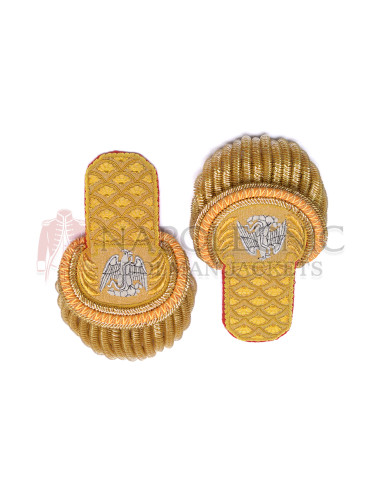 Gold Bullion Hand Embroidery Epaulette Shoulder