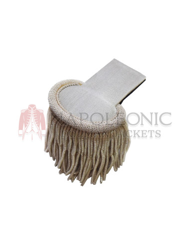 Silver Bullion Shoulder Epaulette Pair Bullion Fringe