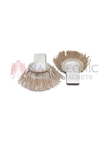 Silver Bullion Shoulder Epaulette Pair Bullion Fringe