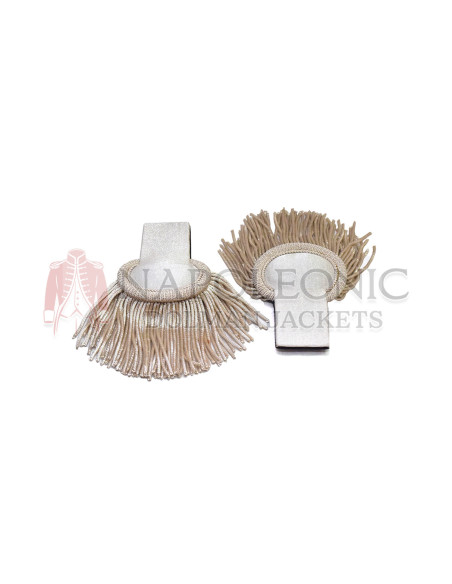 Silver Bullion Shoulder Epaulette Pair Bullion Fringe