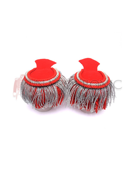 Red Silver Marching Shoulder Epaulettes