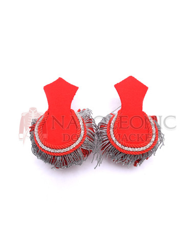Red Silver Marching Shoulder Epaulettes