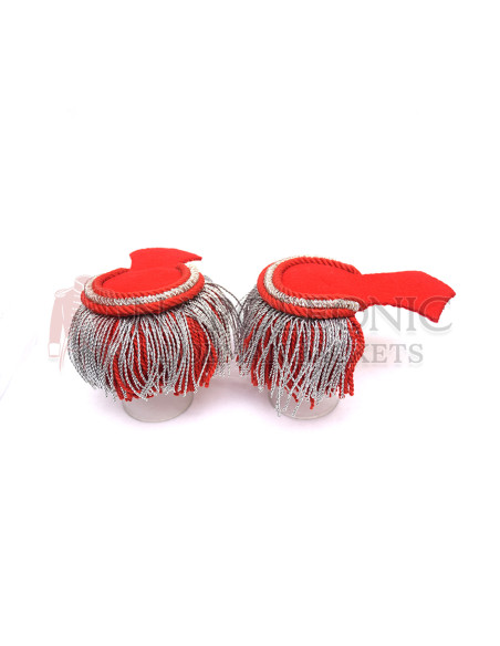 Red Silver Marching Shoulder Epaulettes