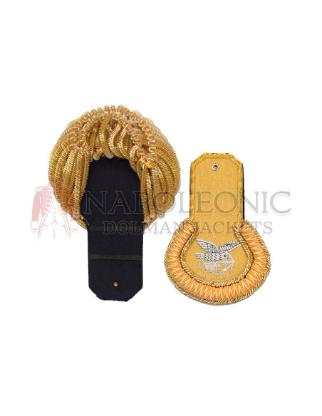 Gold Bullion Shoulder Epaulettes with Badge