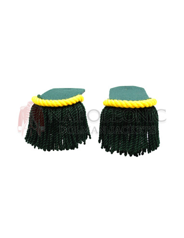 Yellow and Dark Green Wool Shoulder Epaulette Pair