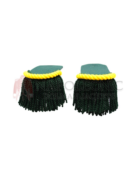 Yellow and Dark Green Wool Shoulder Epaulette Pair