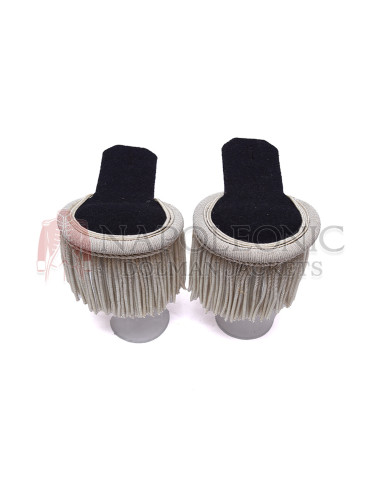 Wool Shoulder Epaulette Pair Silver Fringes