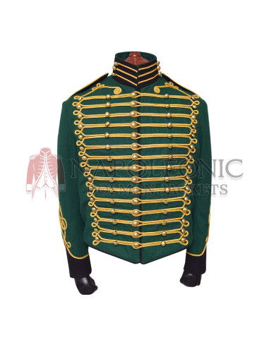 Steampunk Bottle Green Hussar Military Jacket
