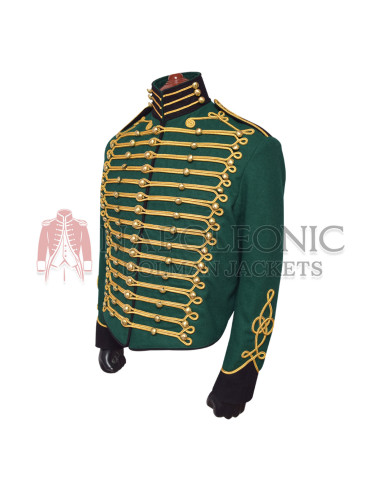 Steampunk Bottle Green Hussar Military Jacket