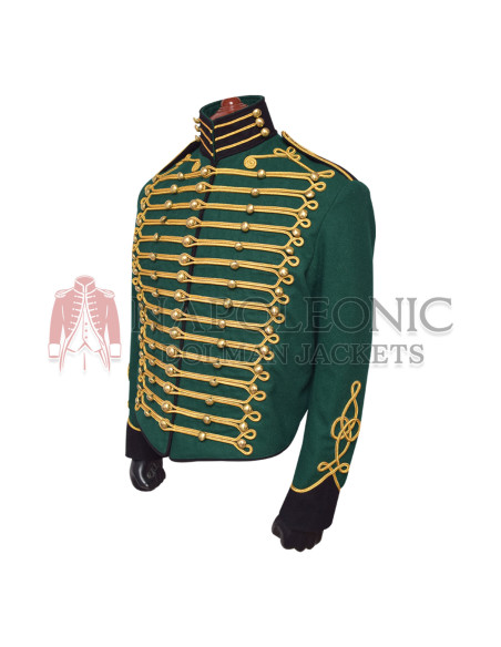 Steampunk Bottle Green Hussar Military Jacket