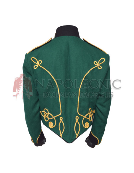 Steampunk Bottle Green Hussar Military Jacket