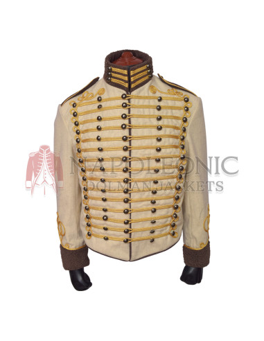 Gold Braiding Hussar Military Off White Jacket