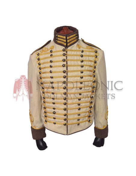 Gold Braiding Hussar Military Off White Jacket