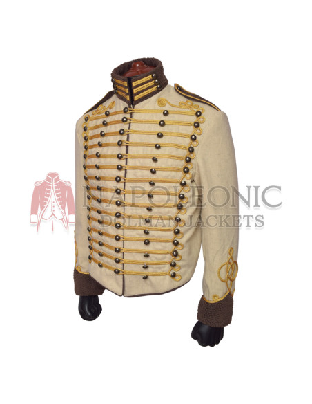 Gold Braiding Hussar Military Off White Jacket