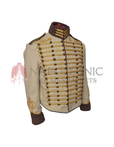Gold Braiding Hussar Military Off White Jacket