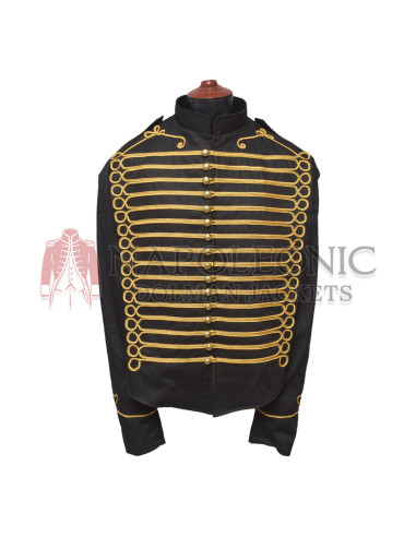 Gold Braid Black Hussar Military Jacket