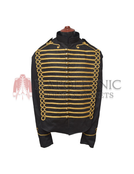 Gold Braid Black Hussar Military Jacket
