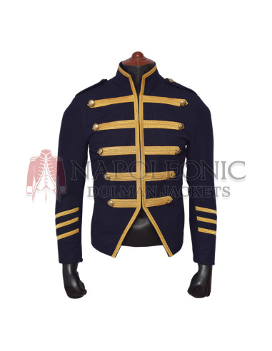 Gold Braid Hussar Military Blue Jacket