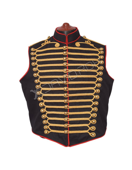 Men's Steampunk Black Hussar Waistcoat