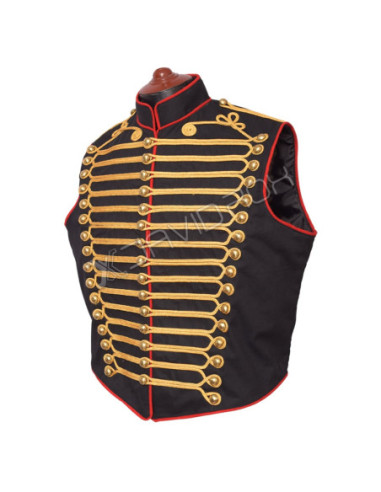 Men's Steampunk Black Hussar Waistcoat