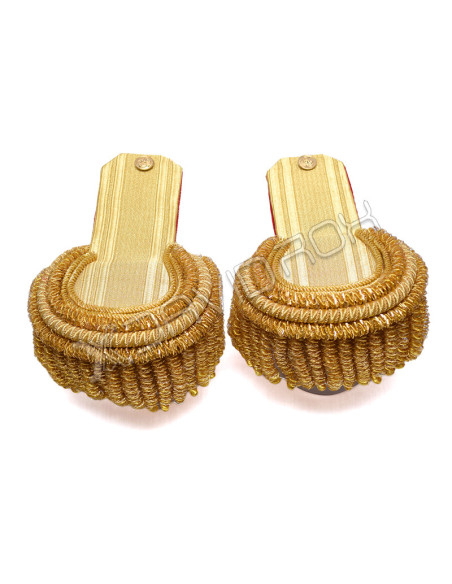 Gold Bullion Shoulder Epaulettes Pair Brass Fringes