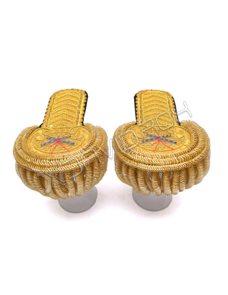 Hand Embroidered Gold Bullion Shoulder Epaulettes
