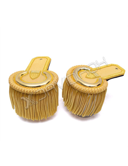 Gold Bullion Moon Shoulder Epaulettes with Fringes