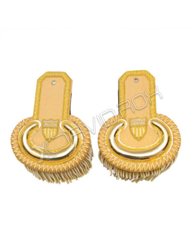 Gold Bullion Moon Shoulder Epaulettes with Fringes