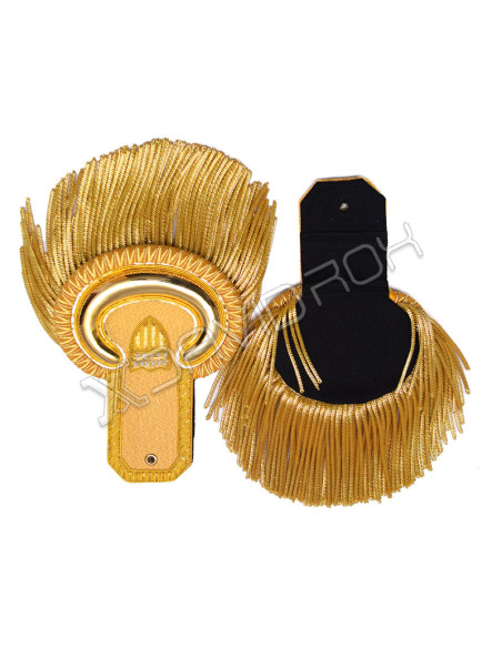Gold Bullion Moon Shoulder Epaulettes with Fringes