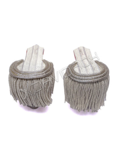 Silver Bullion Shoulders Epaulette Pair Silver Frings