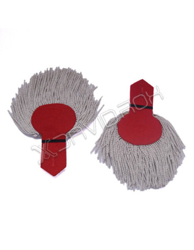 Silver Bullion Shoulders Epaulette Pair Silver Frings