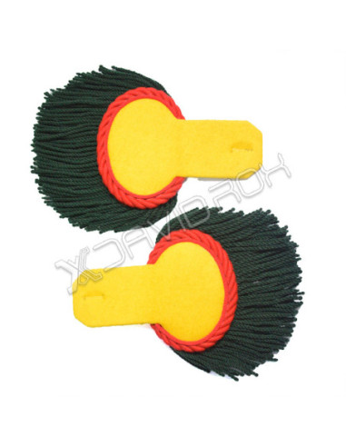Yellow Wool Shoulder Green Epaulette Pair