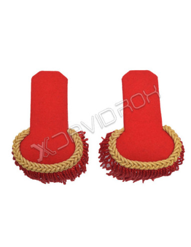Gold Top Red Fringe Marching Band Epaulettes