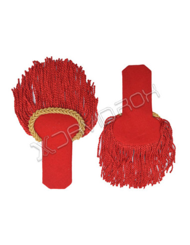 Gold Top Red Fringe Marching Band Epaulettes