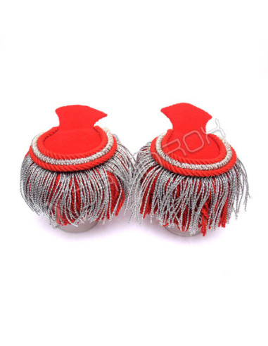 Red Silver Marching Shoulder Epaulettes