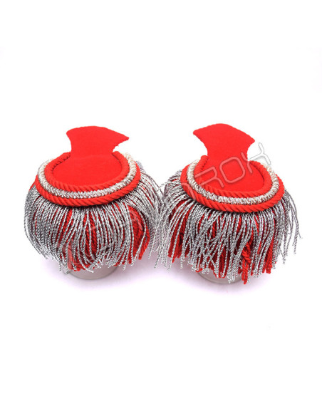 Red Silver Marching Shoulder Epaulettes