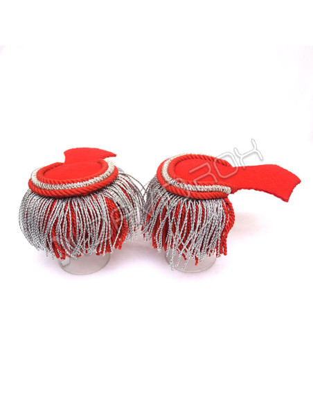 Red Silver Marching Shoulder Epaulettes