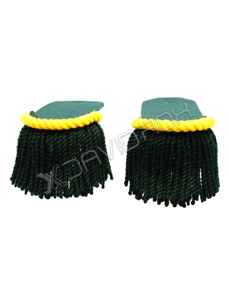 Yellow and Dark Green Wool Shoulder Epaulette Pair