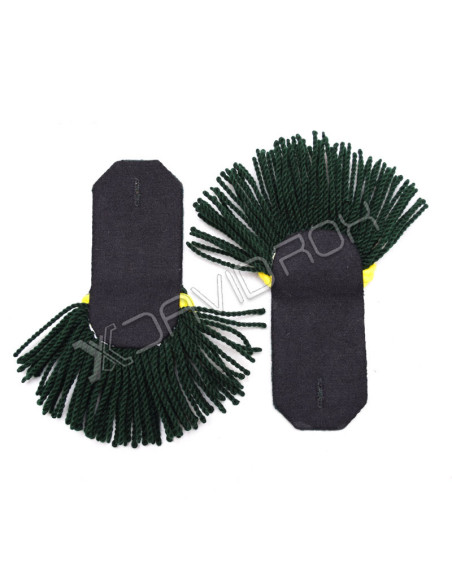 Yellow and Dark Green Wool Shoulder Epaulette Pair