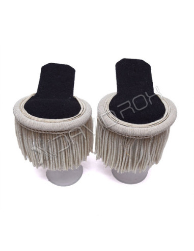 Wool Shoulder Epaulette Pair Silver Fringes