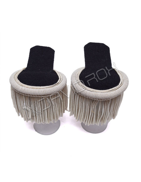 Wool Shoulder Epaulette Pair Silver Fringes